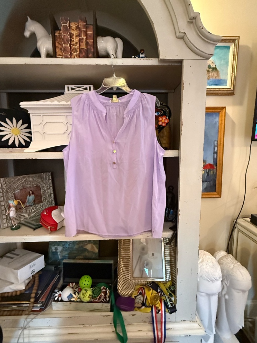 Lilly Pulitzer XL sleeveless elsa top lilac water hyacinth nwt - Picture 3 of 6